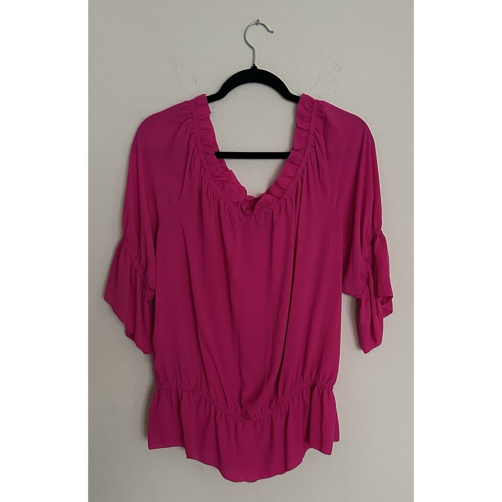 Lauren Ralph Lauren Women's Flowy Fuchsia Blouse - Size 1X Black Label Peplum - Picture 5 of 15